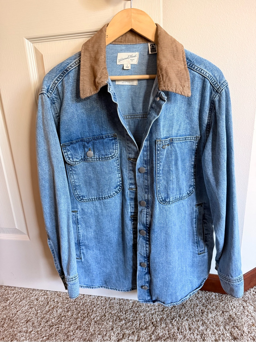 Universal Thread Denim Jacket with Brown Corduroy Collar